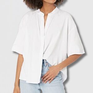 Vince White Linen Blend Oversized Dolman Sleeve Blouse - Small